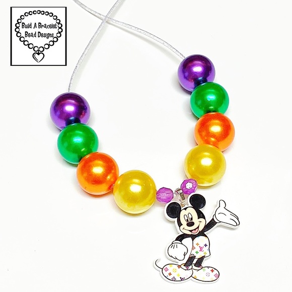 Handmade Rainbow Mickey Inspired Gone Boujee Adjustable Necklace - Picture 1 of 1
